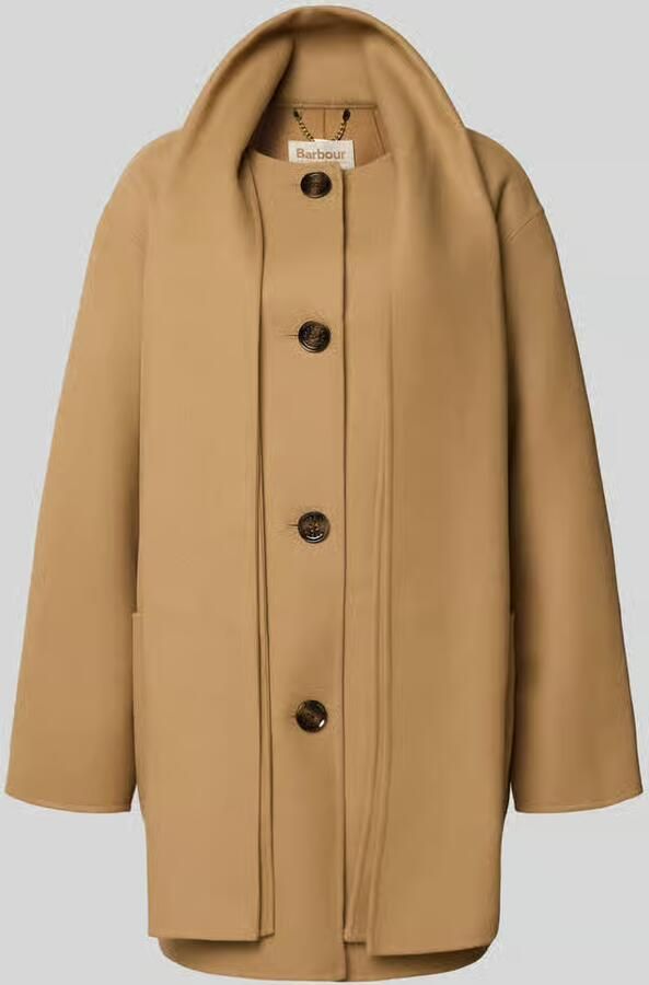 Barbour Relaxed lange wollen jas met geïntegreerde sjaal model 'CLEMENTINE'