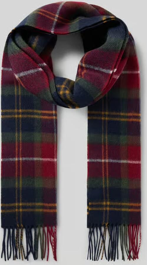 Barbour Sjaal van mix van wol en kasjmier met tartanmotief en franjes
