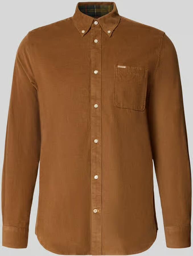 Barbour Tailored fit ribcordoverhemd met borstzak model 'Ramsey'