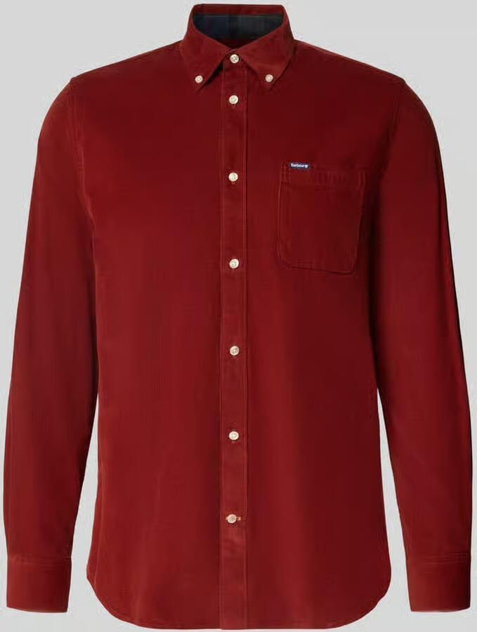 Barbour Tailored fit corduroy overhemd met borstzak