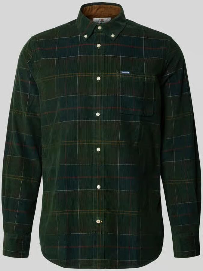 Barbour Tailored fit overhemd van katoenflanel met borstzak