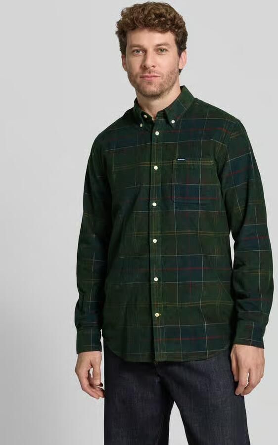 Barbour Tailored fit overhemd van katoenflanel met borstzak - Foto 2