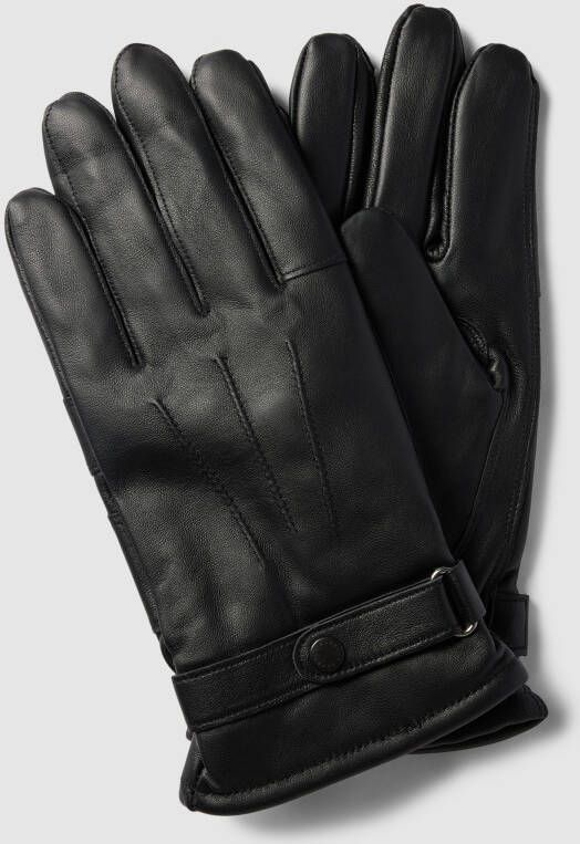 Barbour Leren handschoenen met verstelbaar trensje model 'Burnished'