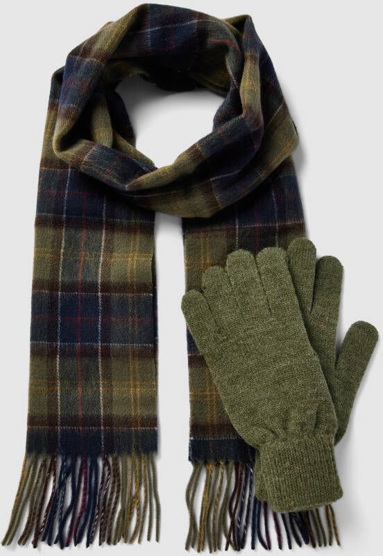 Barbour Sjaal en handschoenen van wol in een set model 'TARTAN'