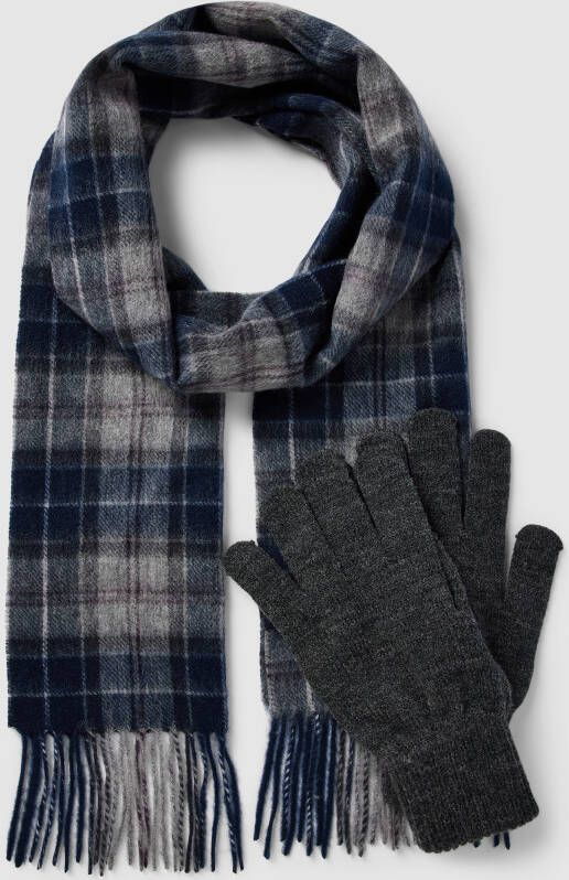 Barbour Sjaal en handschoenen van wol in een set model 'TARTAN'