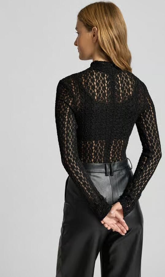 Bardot Body met opstaande kraag en ritssluiting aan de achterkant