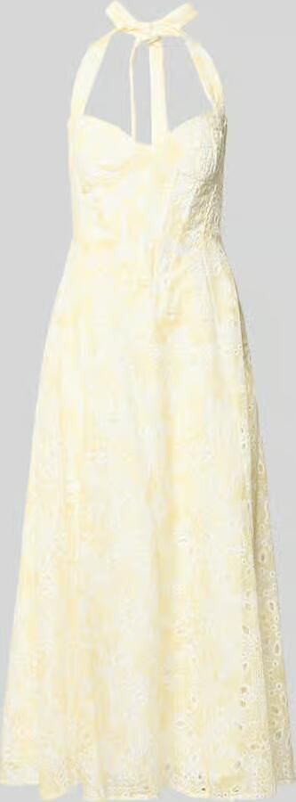 Bardot midi-jurk met halter en ajourwerk model 'POLLIE' - Foto 2