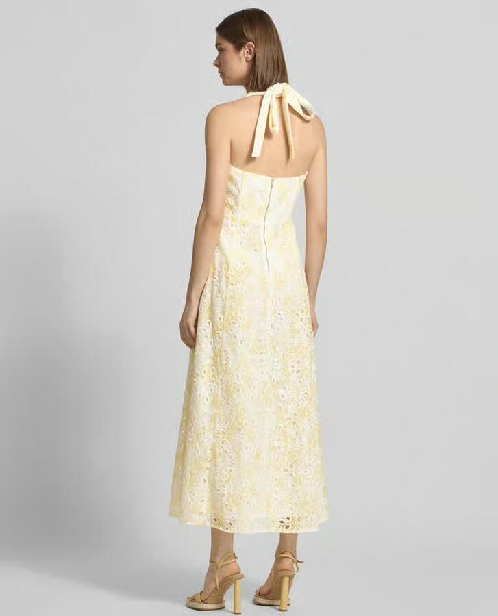 Bardot midi-jurk met halter en ajourwerk model 'POLLIE' - Foto 2