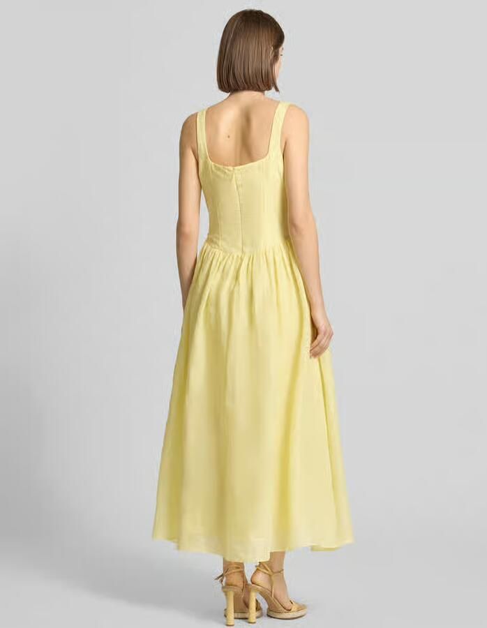 Bardot midi-jurk van ramie model 'LAWRENCE SCOOP' - Foto 2