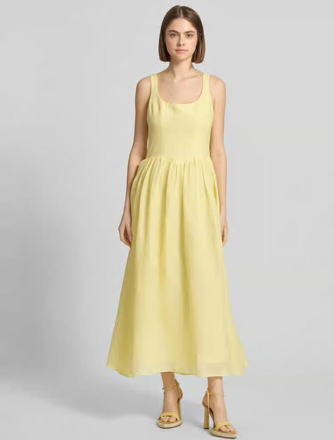 Bardot midi-jurk van ramie model 'LAWRENCE SCOOP' - Foto 3