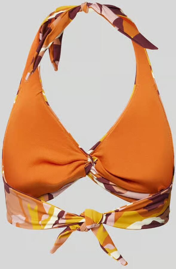 Barts voorgevormde halter bikinitop Lunan oranje roze rood