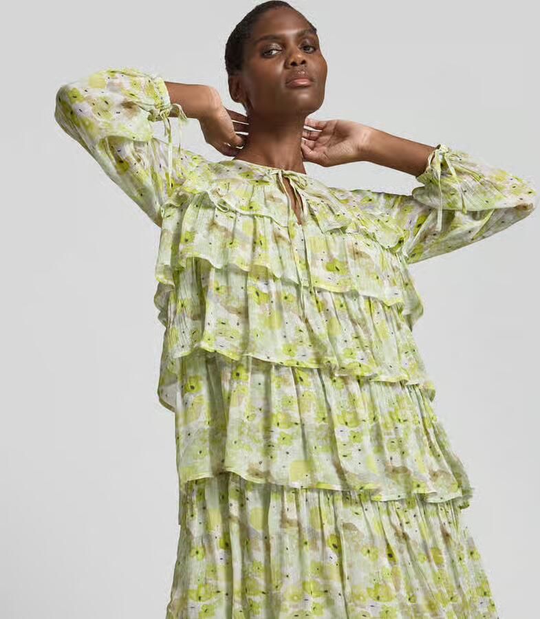 BAUM & PFERDGARTEN Maxi-jurk van viscose in laagjeslook