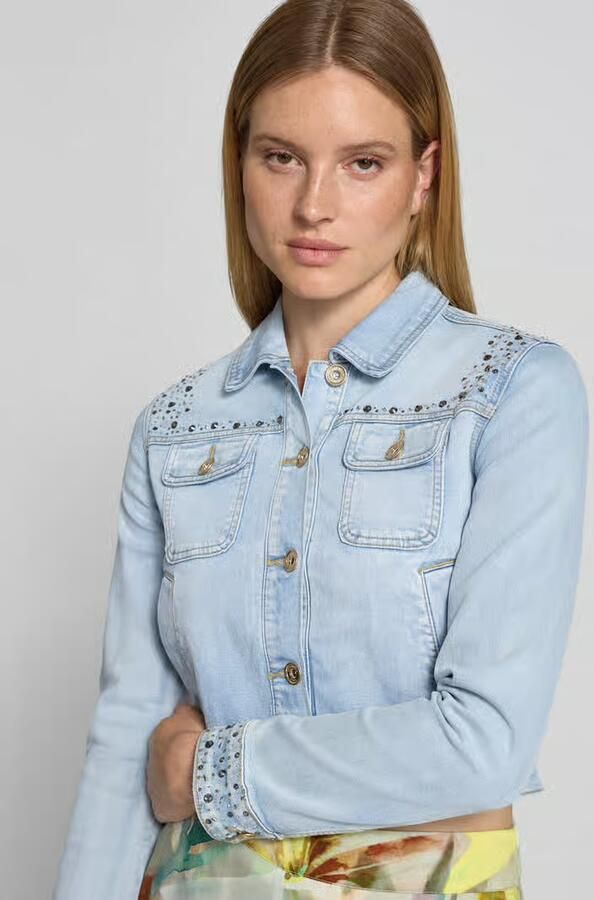 Betty Barclay Kort jeansjack met siersteentjes