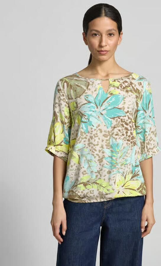 Betty Barclay relaxed fit blouseshirt van viscose met druppelvormige hals - Foto 3