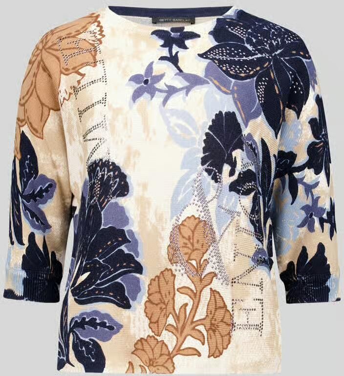 Betty Barclay relaxed fit gebreide pullover van katoen met bloemmotief