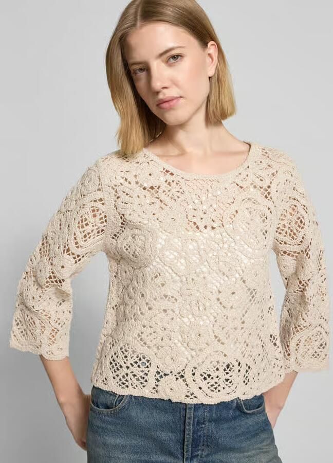 Betty Barclay relaxed fit pullover in tricotlook met all-over paillettenafwerking