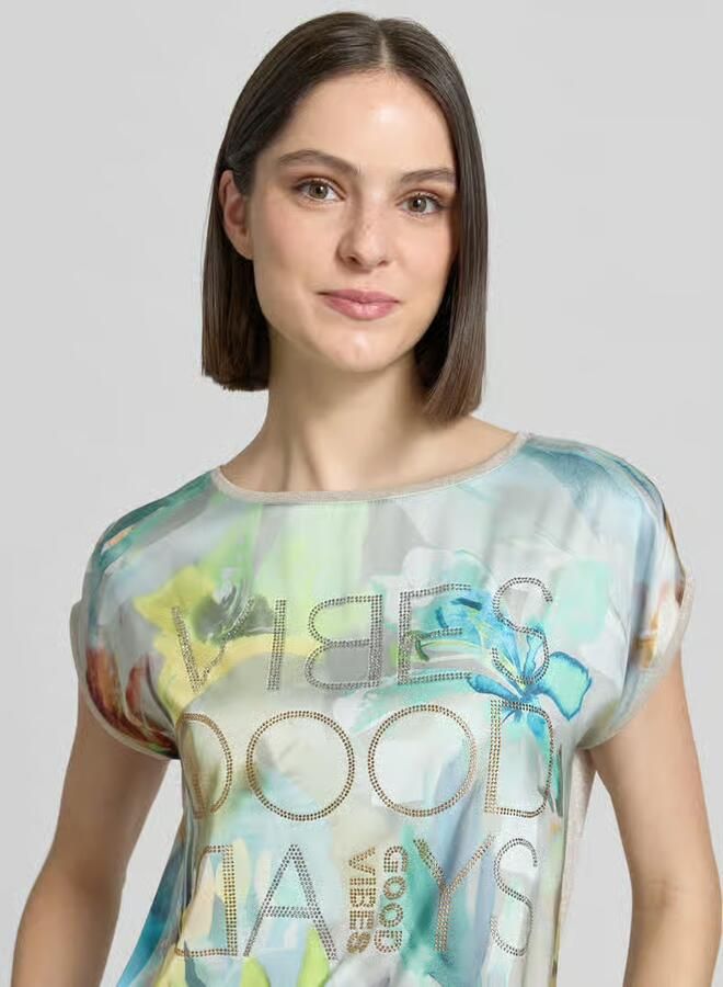 Betty Barclay T-shirt van viscosemix met strass-steentjes