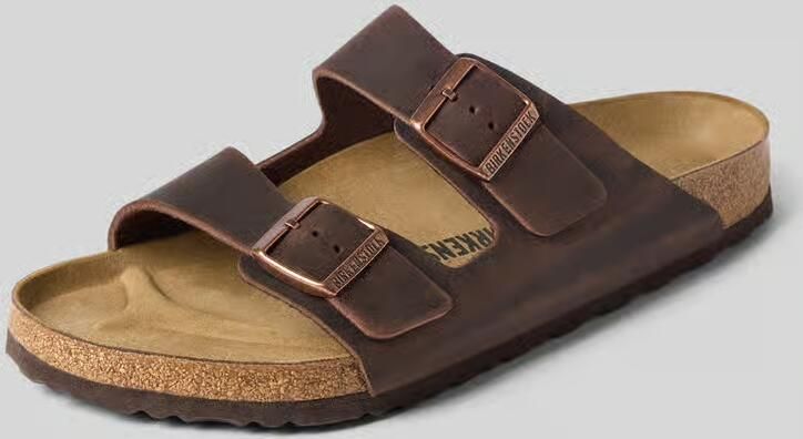 Birkenstock Slippers van echt leer met brede riempjes model 'ARIZONA'