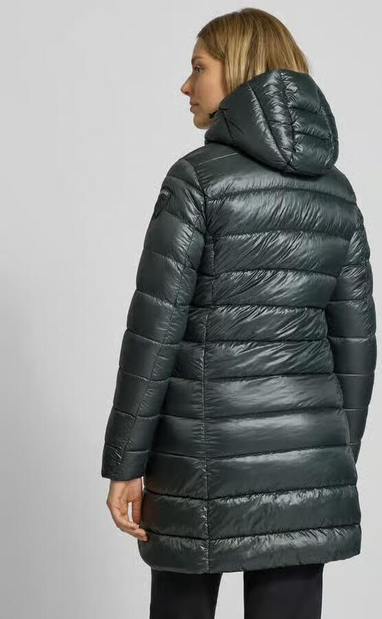 Blauer Usa Gewatteerde lange jas met Sorona -vulling model 'Adelaide'