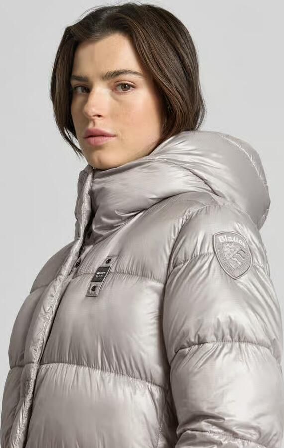 Blauer Usa Regular fit gewatteerde lange jas met labeldetail model 'BELLEVUE'