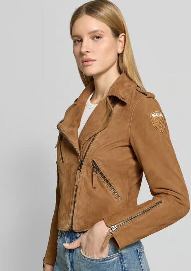 Blauer USA regular fit leren jack met platte kraag model 'Cherry'