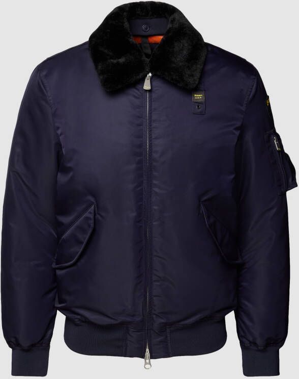 Blauer Usa Bomberjack met imitatiebont