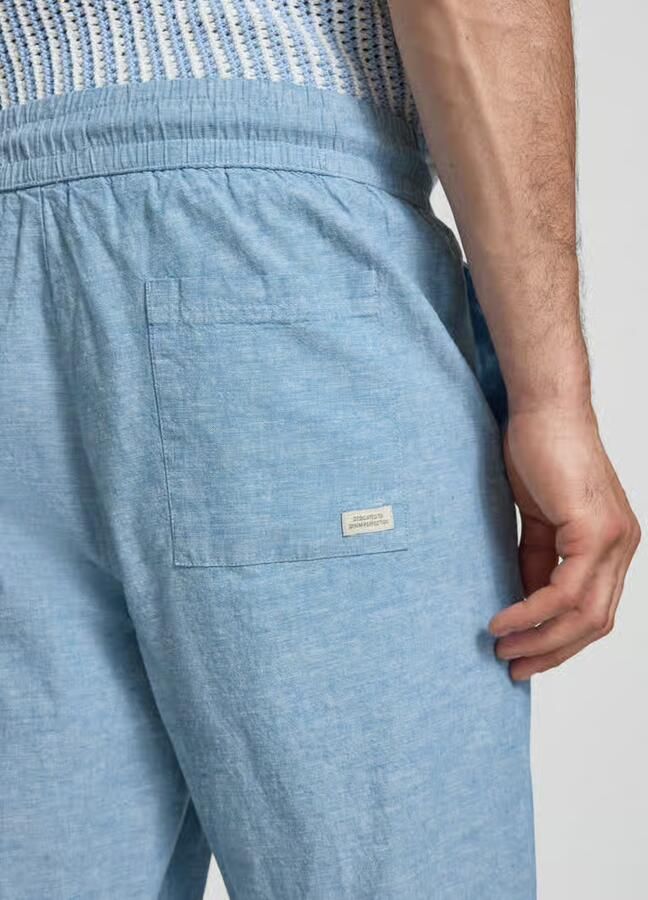 Blend Broek van mix van katoen en linnen met elastische tailleband