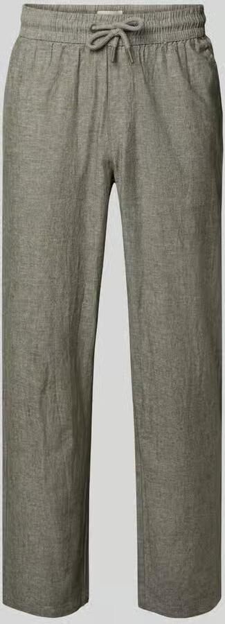 Blend Broek van mix van katoen en linnen met elastische tailleband - Foto 2