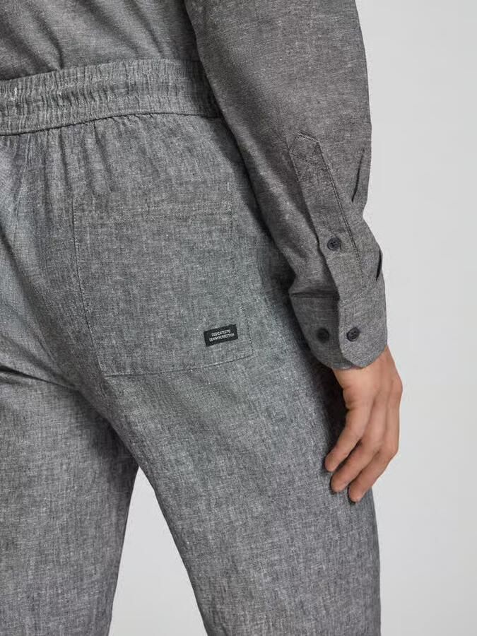 Blend Broek van mix van katoen en linnen met elastische tailleband