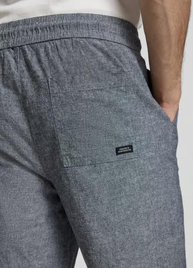 Blend Broek van mix van katoen en linnen met elastische tailleband
