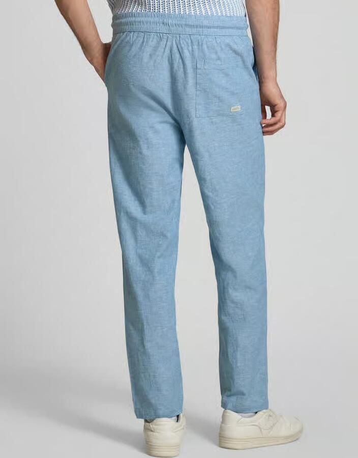 Blend Broek van mix van katoen en linnen met elastische tailleband - Foto 2