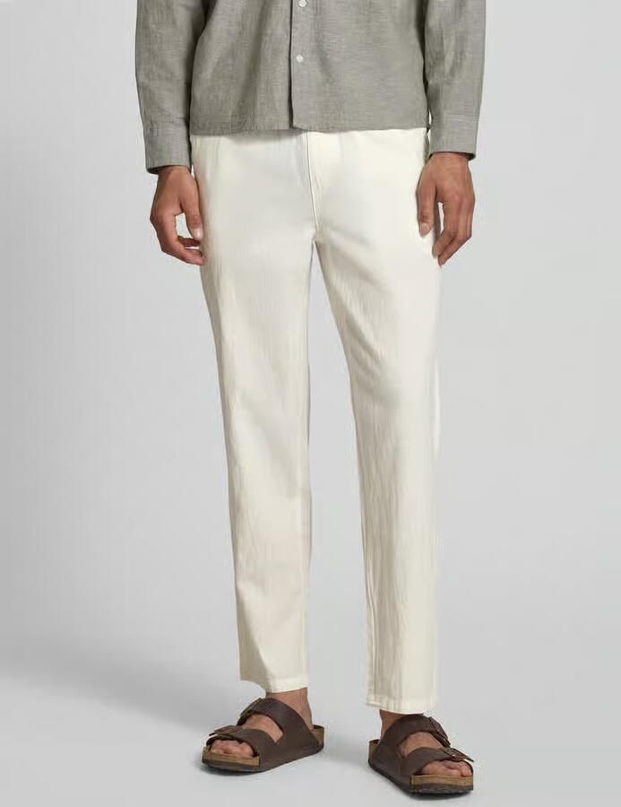 Blend Broek van mix van katoen en linnen met elastische tailleband - Foto 2