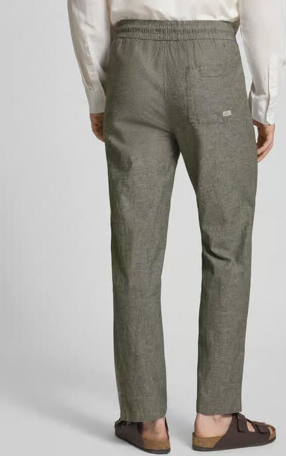 Blend Broek van mix van katoen en linnen met elastische tailleband - Foto 3