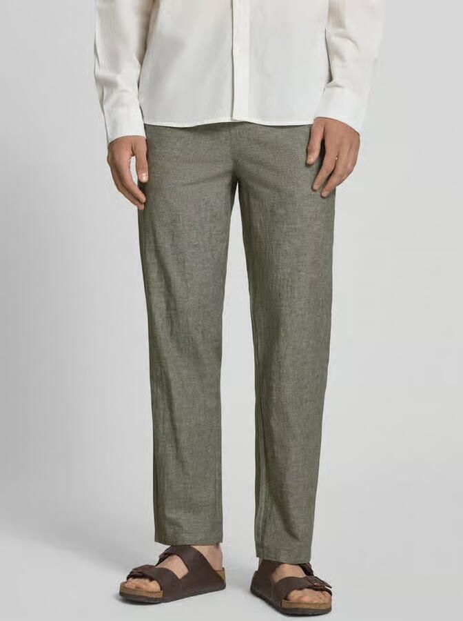 Blend Broek van mix van katoen en linnen met elastische tailleband - Foto 2