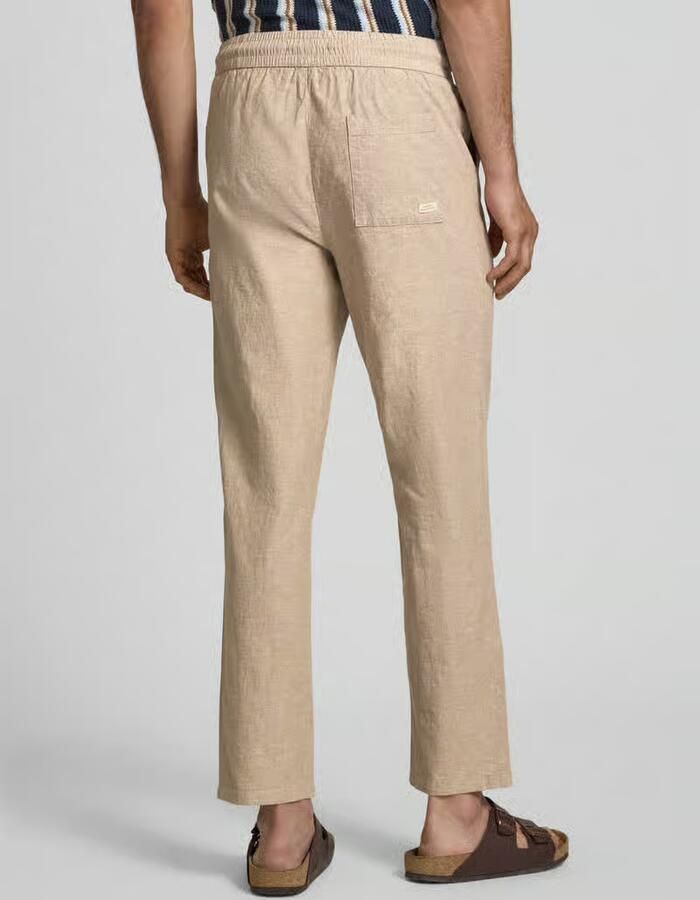 Blend Broek van mix van katoen en linnen met elastische tailleband - Foto 2
