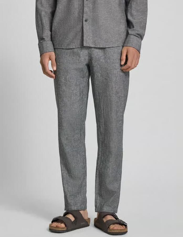 Blend Broek van mix van katoen en linnen met elastische tailleband - Foto 2