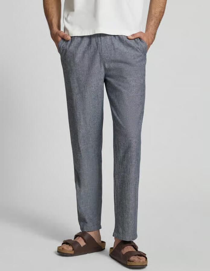 Blend Broek van mix van katoen en linnen met elastische tailleband - Foto 2