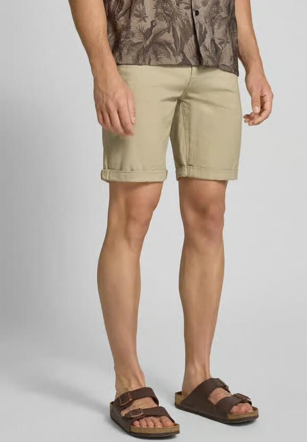 Blend Regular fit korte linnen broek in effen design - Foto 2