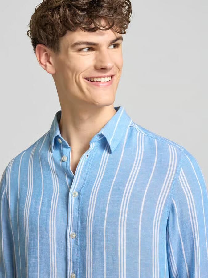 Blend regular fit linnen overhemd met viscose model 'Bobby'