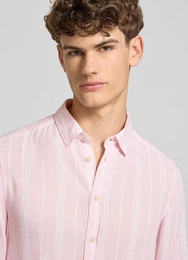 Blend regular fit linnen overhemd met viscose model 'Bobby'