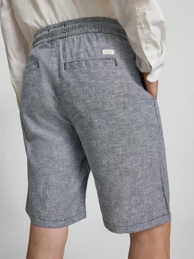 Blend BHMARCO straight casual short met linnen donkerblauw - Foto 2