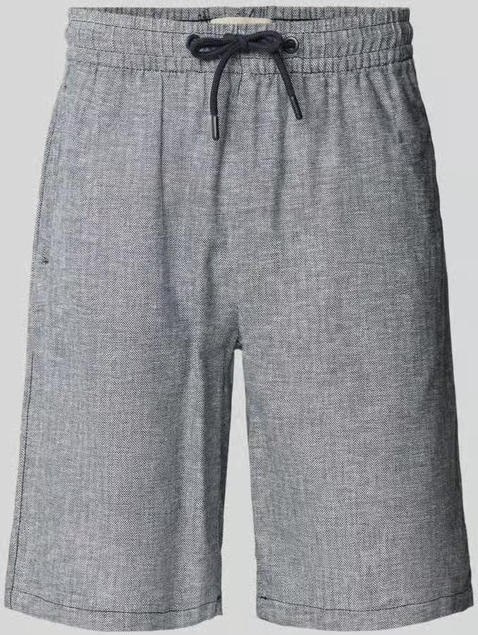 Blend BHMARCO straight casual short met linnen donkerblauw - Foto 3