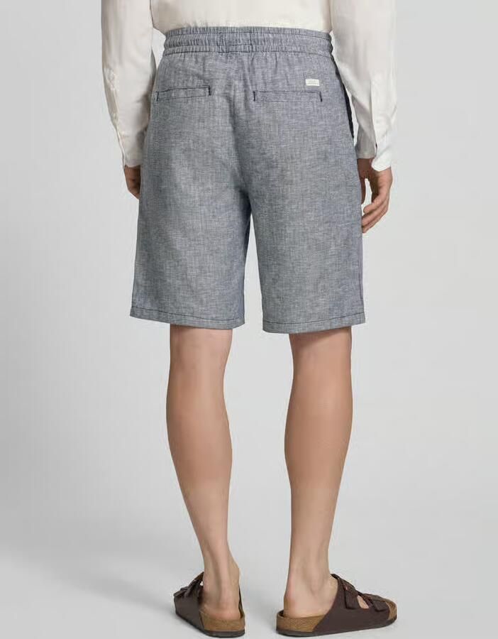 Blend BHMARCO straight casual short met linnen donkerblauw - Foto 3