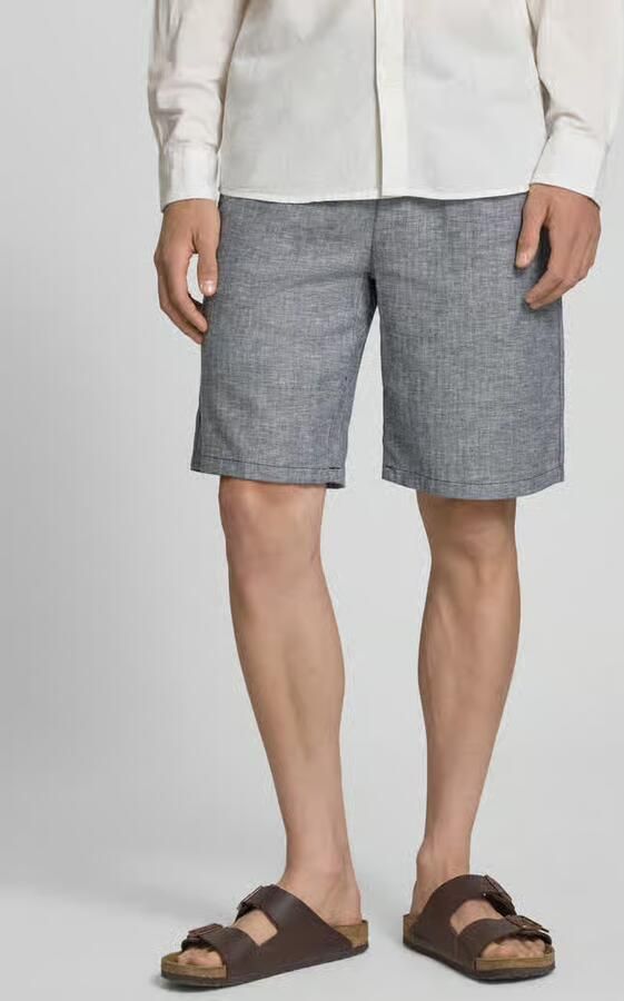 Blend BHMARCO straight casual short met linnen donkerblauw - Foto 5