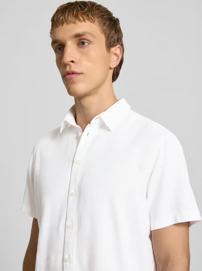 Blend slim fit linnen overhemd met viscose model 'Bobby'
