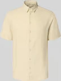 Blend slim fit linnen overhemd met viscose model 'Bobby'