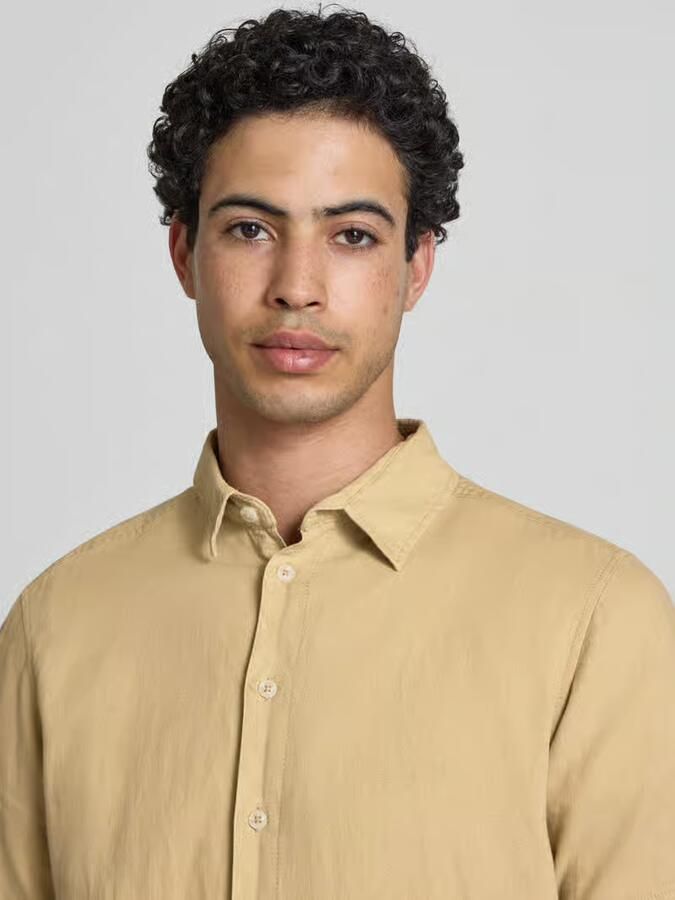 Blend slim fit linnen overhemd met viscose model 'Bobby'