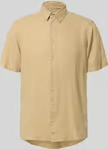 Blend slim fit linnen overhemd met viscose model 'Bobby'