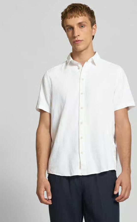 Blend slim fit linnen overhemd met viscose model 'Bobby' - Foto 4