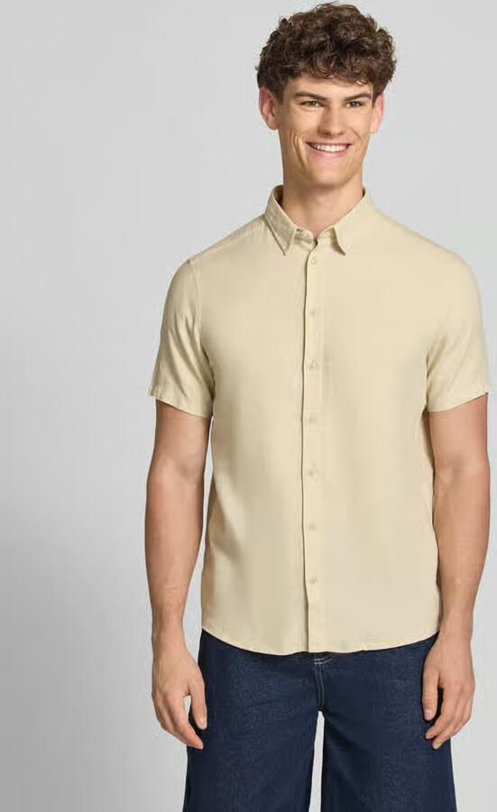 Blend slim fit linnen overhemd met viscose model 'Bobby' - Foto 3